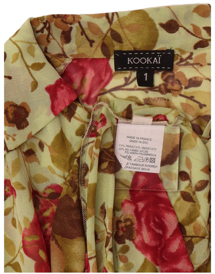 Γυναικείο μακρυμάνικο πουκάμισο Kookai φόρεμα Μέγεθος 1 Μικρό πράσινο Floral Bohemian