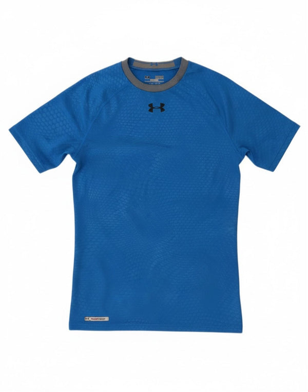 Under Armour Γυναικείο T-Shirt Heat Gear Top UK 12 Medium Blue Spotted