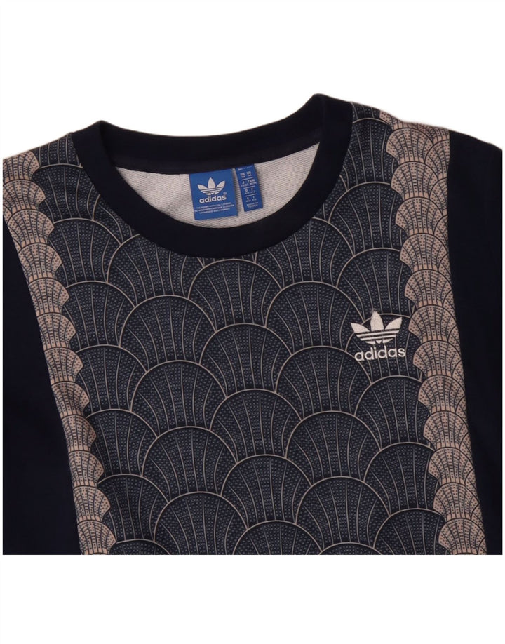 Γυναικείο γραφικό φούτερ ADIDAS Jumper UK 14 Medium Navy Blue Geometric