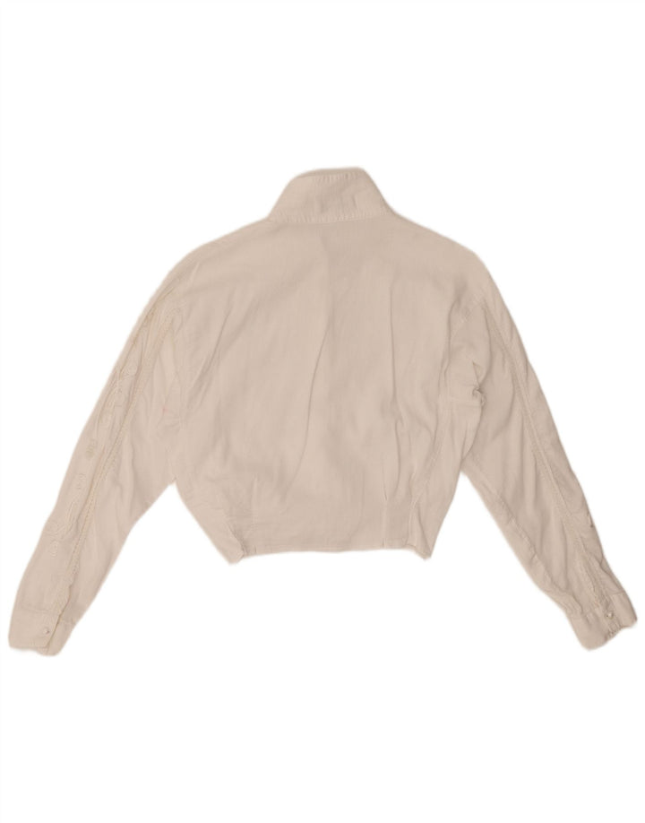 LES COPAINS Γυναικείο κοτλέ πουκάμισο μπλούζα UK 12 μεσαίο λευκό φλοράλ