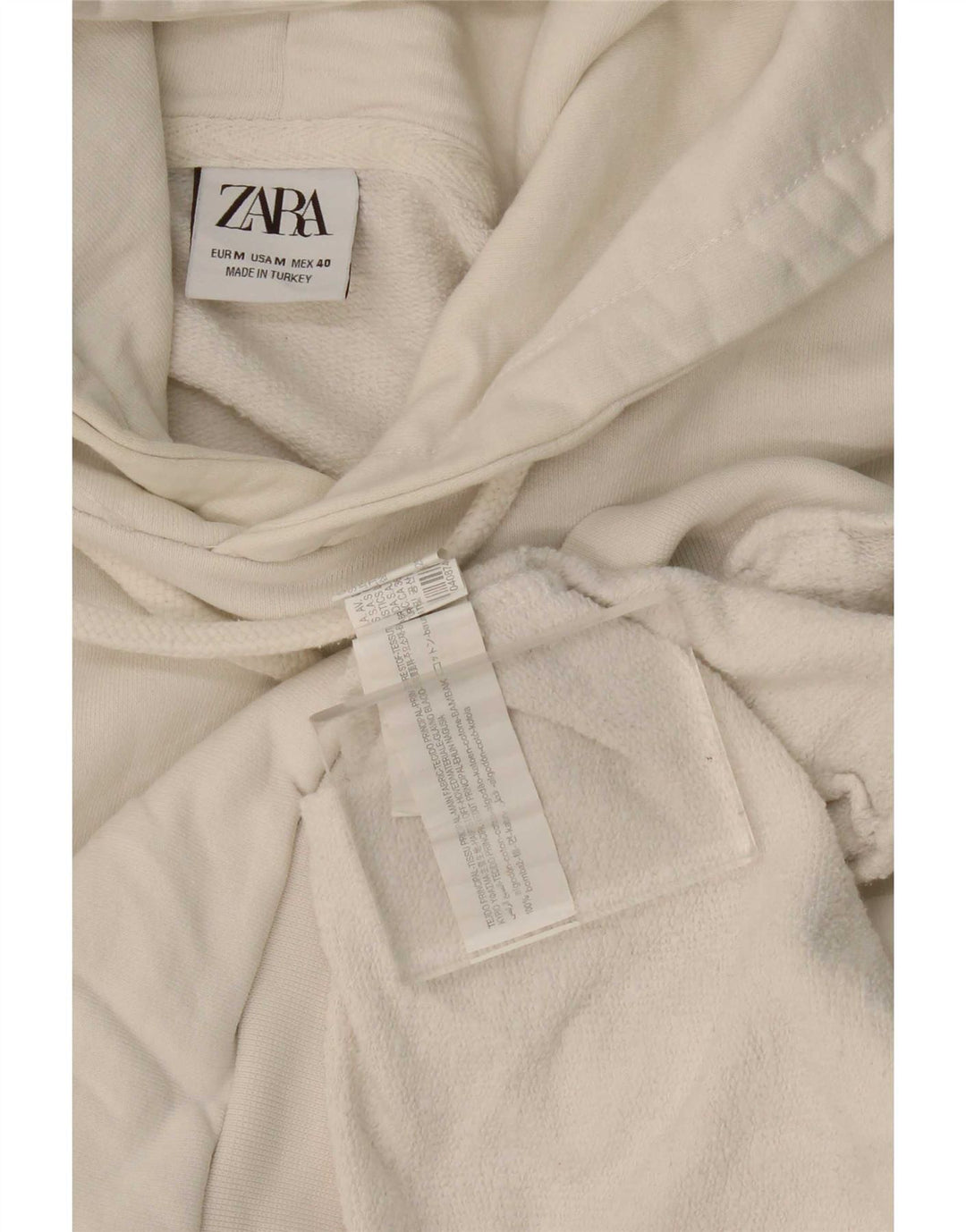 Zara Ανδρικό Hoodie Jumper Μεσαίο λευκό βαμβακερό