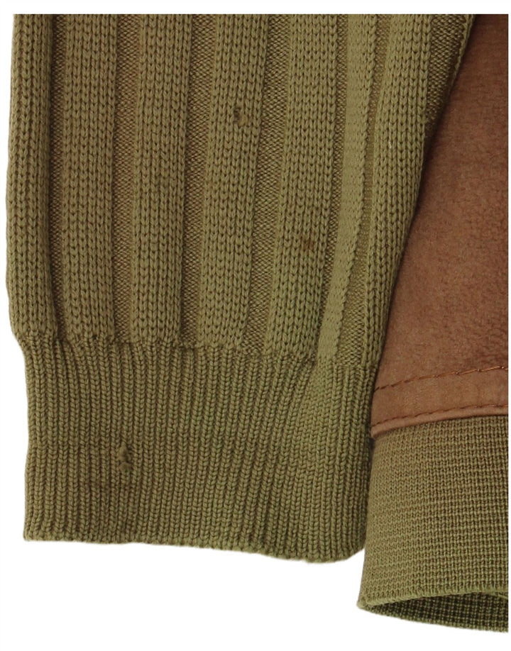 Renna Mens Knit Suede Jacket UK 38 Medium Khaki