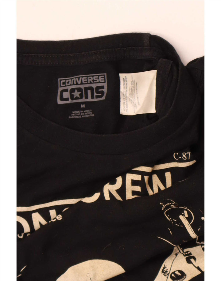 Ανδρικό μπλουζάκι Converse κανονικό γραφικό Κορυφαίο μεσαίο μαύρο βαμβακερό μουσικό