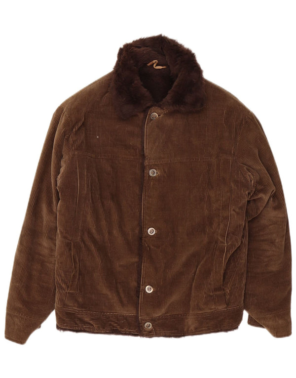 Vintage Ανδρικό Sherpa Κοτλέ μπουφάν UK 36 Small Brown