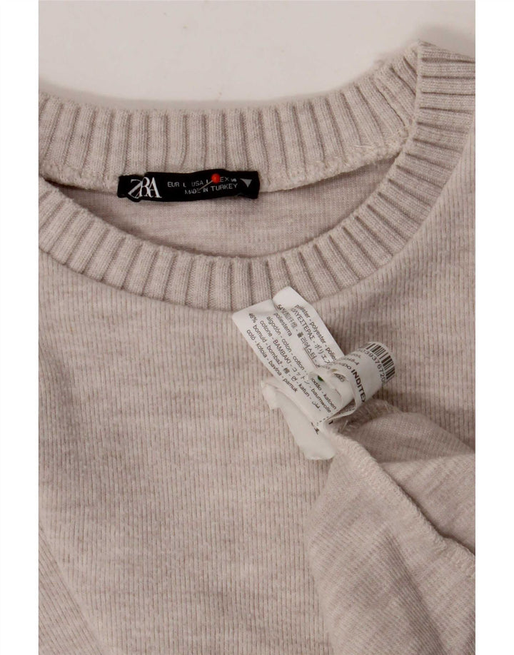 Zara Γυναικεία Μπλούζα Crop Top UK 16 Large Beige Polyester