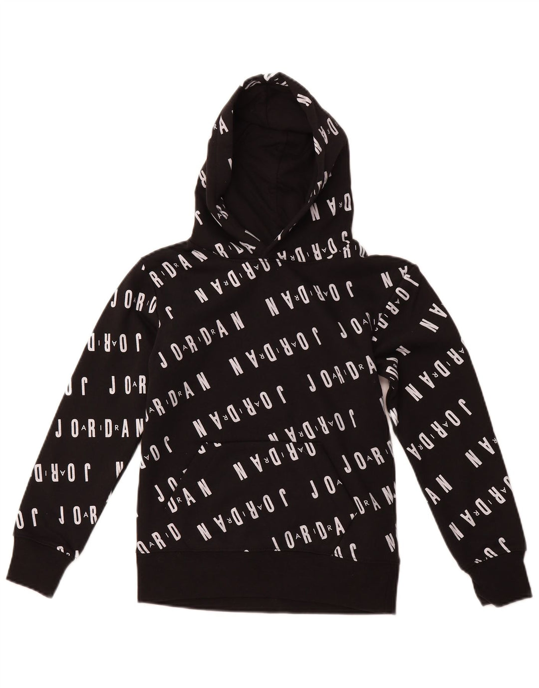 JORDAN Boys Graphic Hoodie Jumper 8-9 Years Small Black Cotton