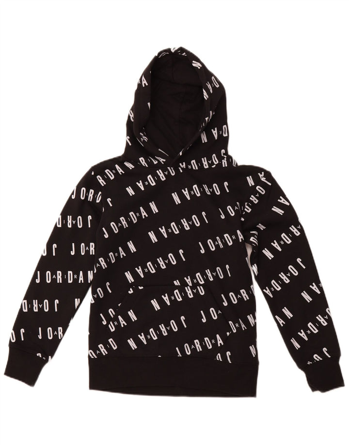 JORDAN Boys Graphic Hoodie Jumper 8-9 Years Small Black Cotton