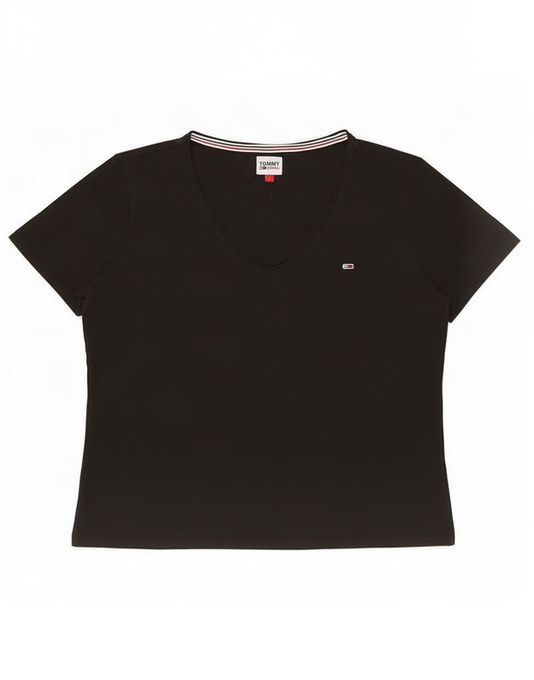 Tommy Hilfiger Γυναικείο T-Shirt Top UK 16 Large μαύρο βαμβακερό