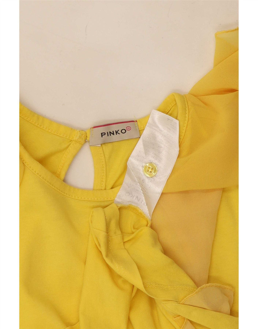 Pinko Γυναικεία Crop Μπλούζα Τοπ UK 8 Small Yellow Polyester