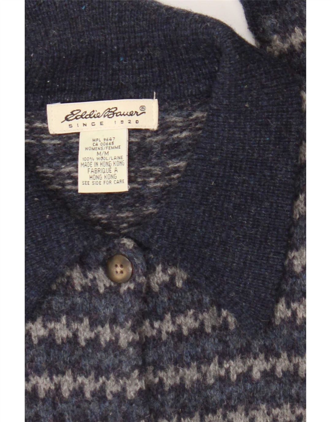 Γυναικείο πουλόβερ με ζακέτα Eddie Bauer UK 14 Medium Navy Blue Houndstooth Wool