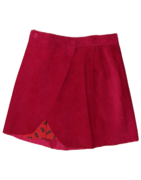 Vintage Γυναικεία Suede Φούστα W24 XS Ροζ