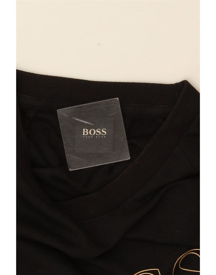 Ανδρικό γραφικό φούτερ HUGO BOSS, μεσαίο μαύρο βαμβακερό
