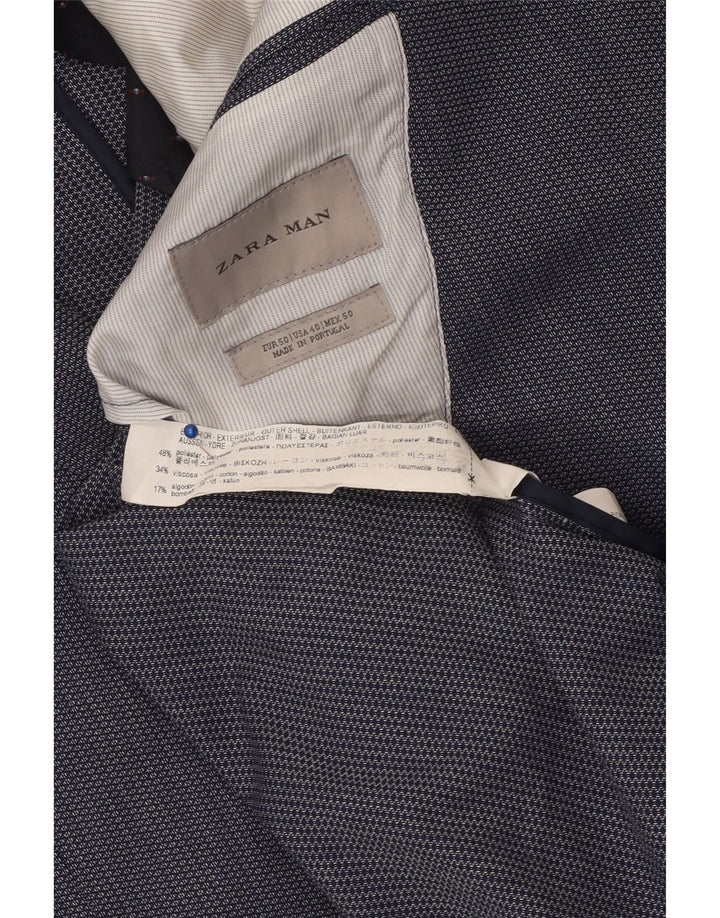 ZARA Ανδρικό σακάκι μπλέιζερ με 2 κουμπιά EU 50 Medium Navy Blue Polyester