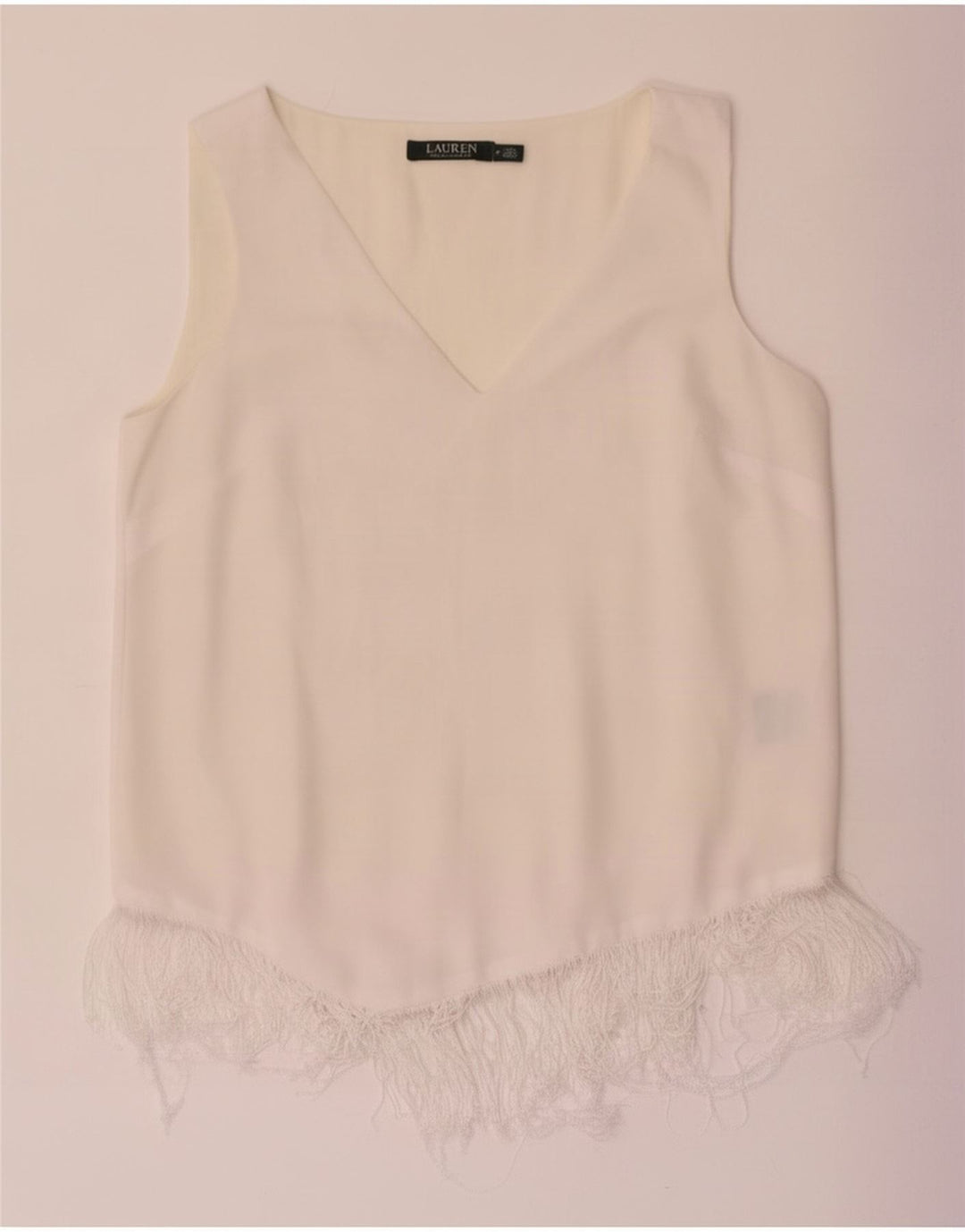 Γυναικεία αμάνικη μπλούζα Ralph Lauren Τοπ US 6 μεσαίου λευκού πολυεστέρα