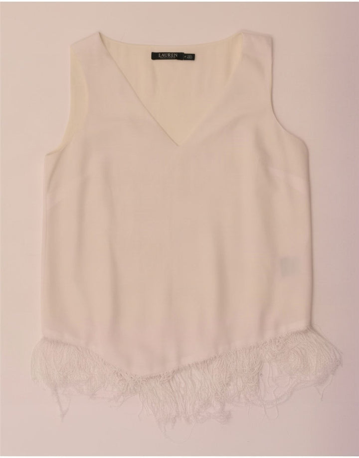 Γυναικεία αμάνικη μπλούζα Ralph Lauren Τοπ US 6 μεσαίου λευκού πολυεστέρα