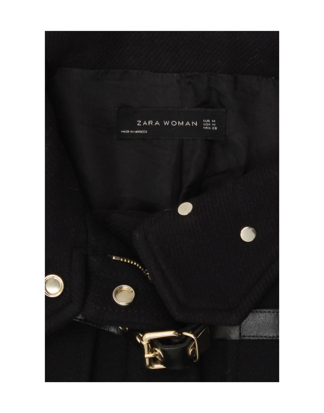Zara Γυναικείο παλτό μπιζελιού UK 14 Medium Navy Blue μαλλί