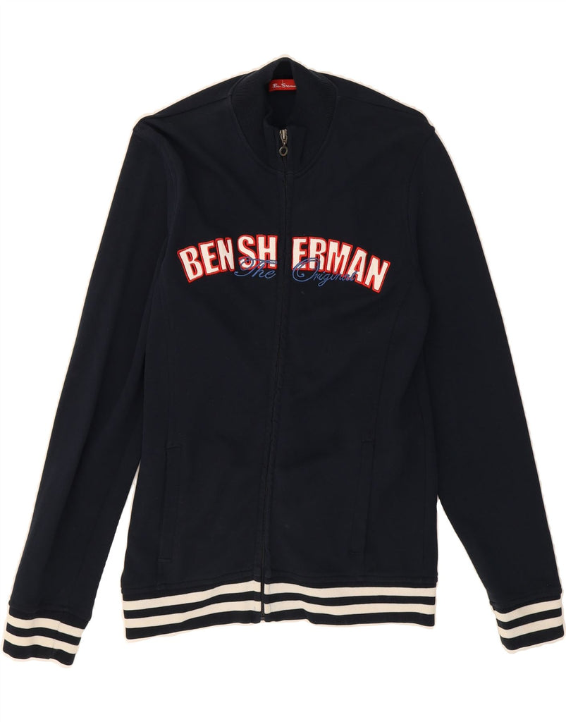 BEN SHERMAN Womens Graphic Tracksuit Top Jacket UK 18 XL Navy Blue Cotton Vintage Ben Sherman and Second-Hand Ben Sherman from Messina Hembry 