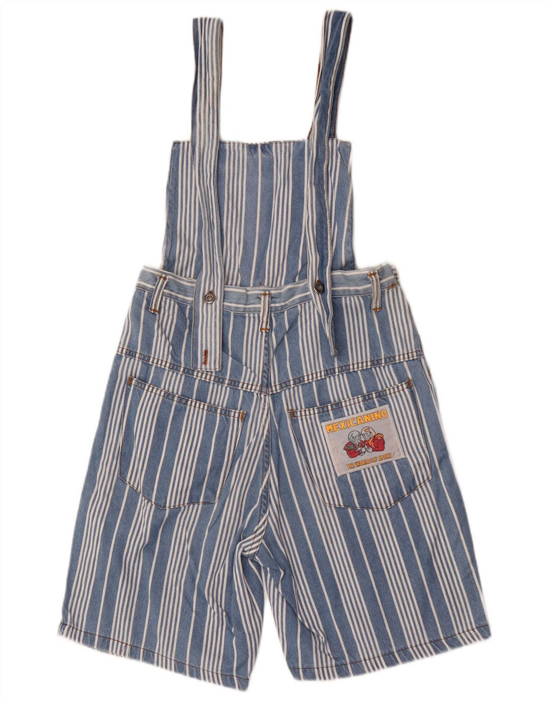 Vintage γυναικείο σορτς Dungarees W28 μεσαίο μπλε ριγέ