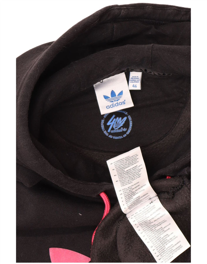Adidas Γυναικείο Γραφικό Hoodie Jumper IT 46 Μεγάλος Μαύρος Πολυεστέρας