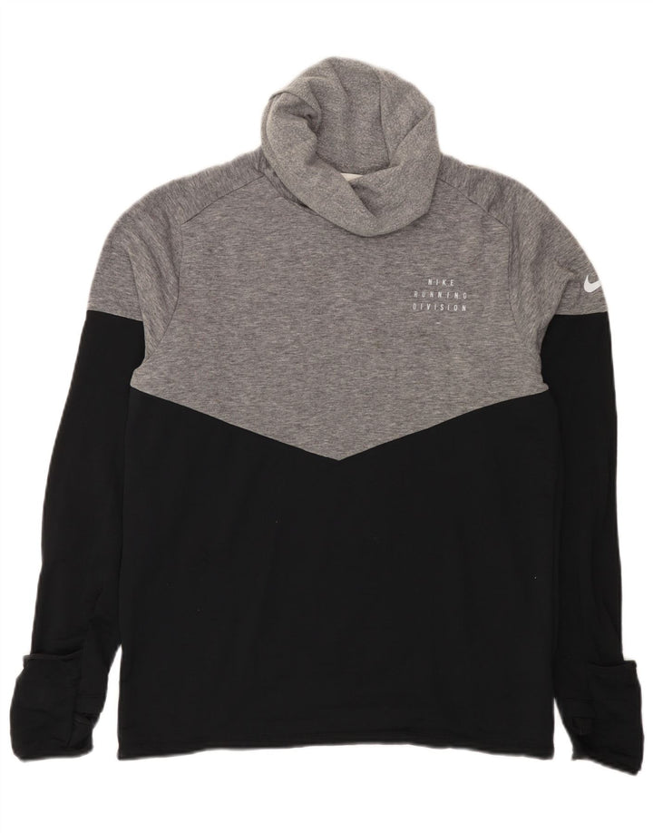 Ανδρικό μπλουζάκι με ρολό Therma-Fit Nike με μακρυμάνικο μεσαίο μαύρο χρώμα
