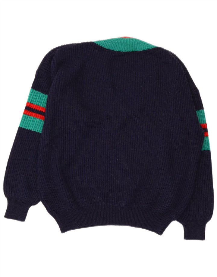 Γυναικείο πουλόβερ με λαιμόκοψη VINTAGE IT 48/50 XL Navy Blue ριγέ