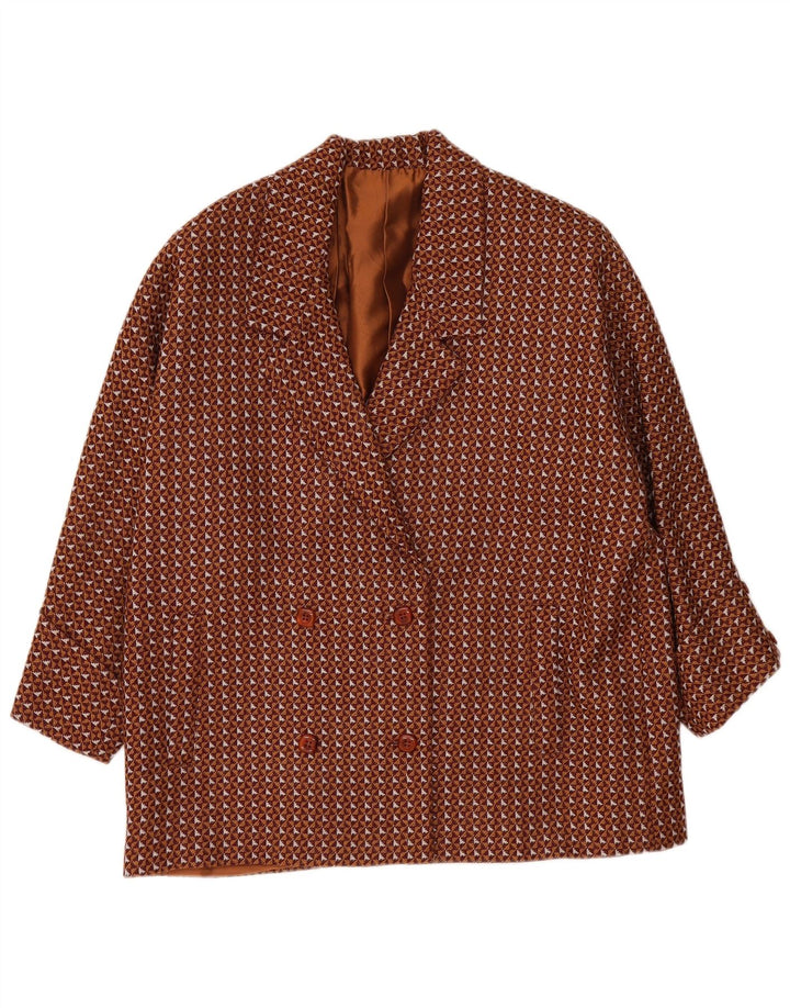 Vintage Γυναικείο Oversized Blazer Jacket UK 20 2XL Καφέ Γεωμετρικό