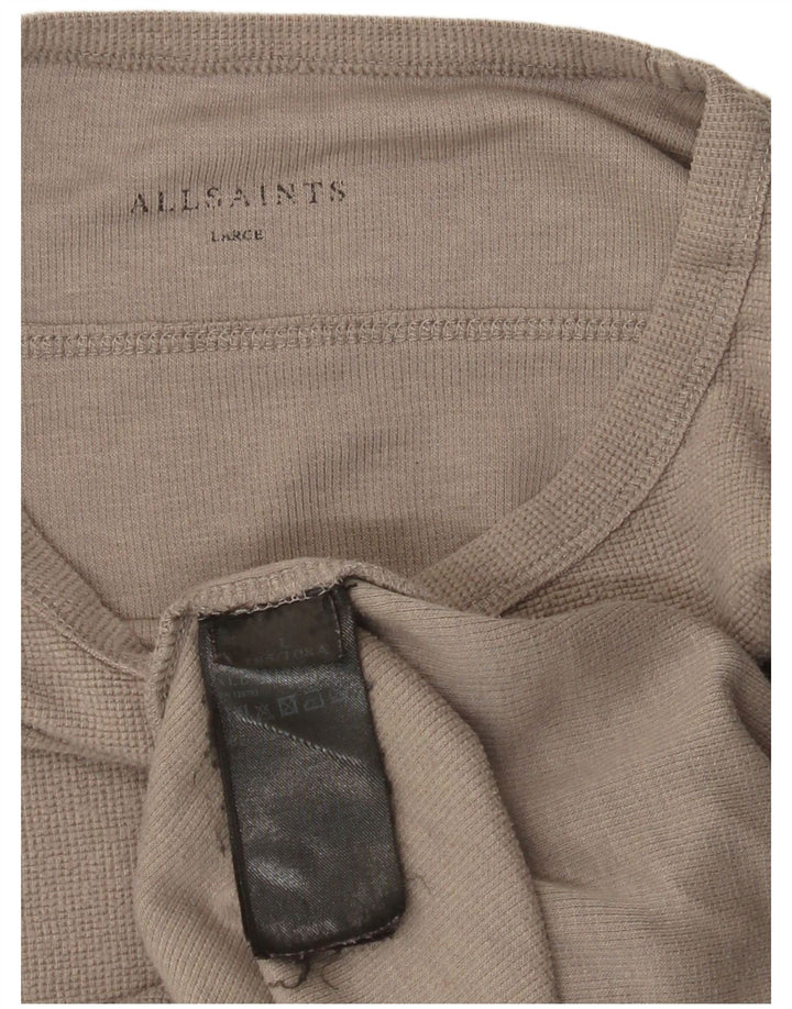 Ανδρικό μπλουζάκι All Saints με μακρυμάνικο μεγάλο γκρι πολυεστέρα