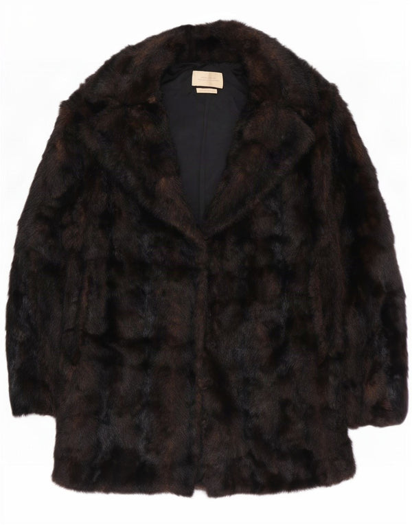 Γυναικείο πανωφόρι Zara Oversized Faux Fur UK 6 XS Brown