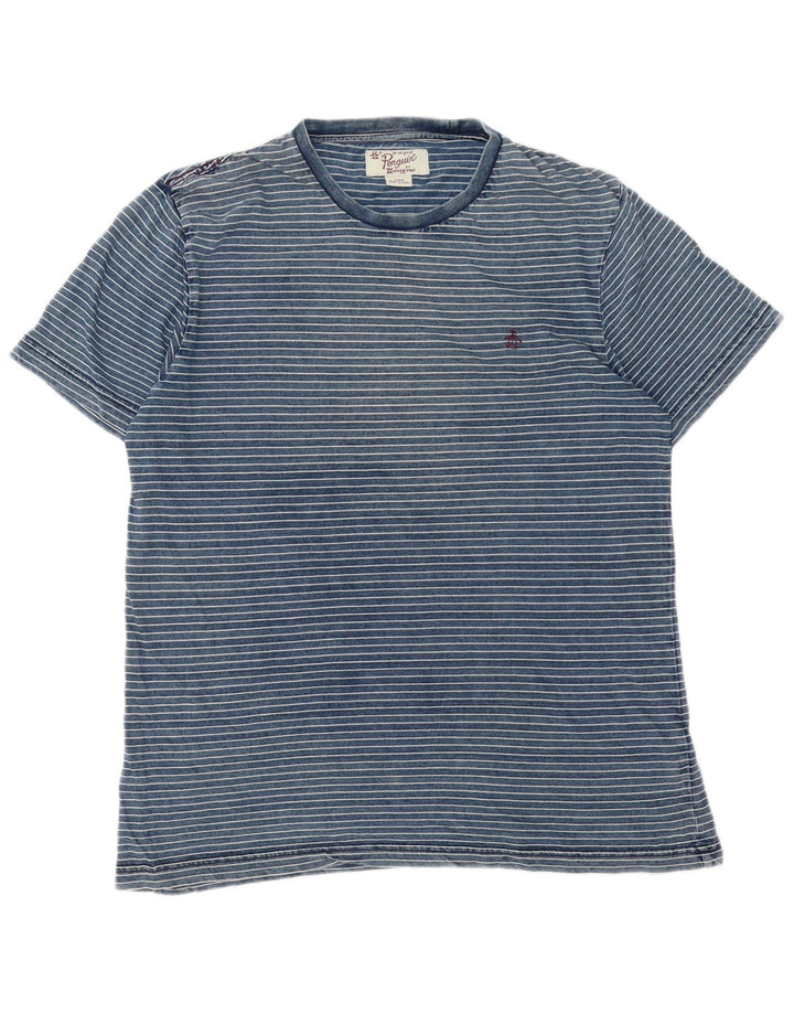 Ανδρικό T-Shirt Penguin Top μεγάλο μπλε ριγέ βαμβακερό