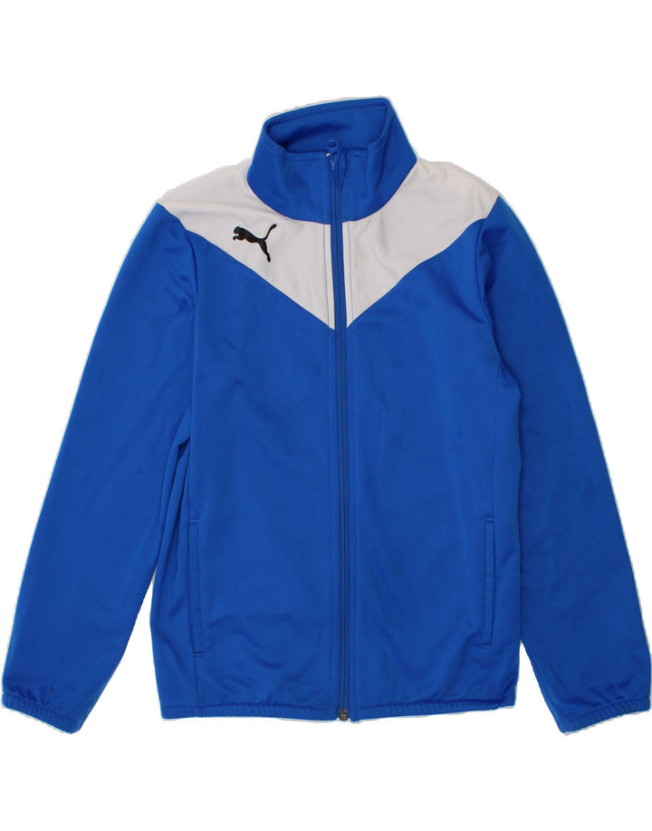 PUMA Boys Graphic Tracksuit Top Jacket 7-8 Years Blue Colourblock Vintage Puma and Second-Hand Puma from Messina Hembry 