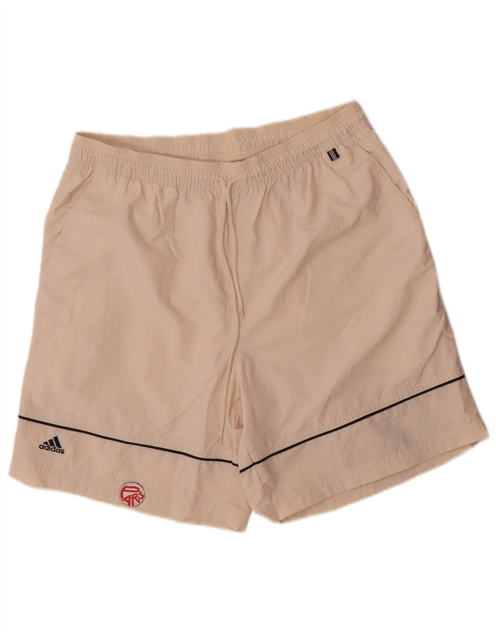 Ανδρικό γραφικό αθλητικό σορτς Adidas μεγάλο σε λευκό πολυεστέρα