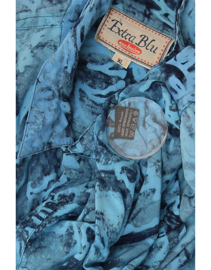 Vintage ανδρικό κοντομάνικο πουκάμισο XL Blue Rayon