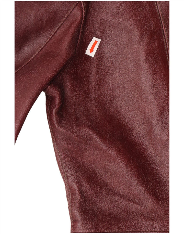 Γυναικείο Δερμάτινο Μπουφάν UK 10 Small Maroon Leather