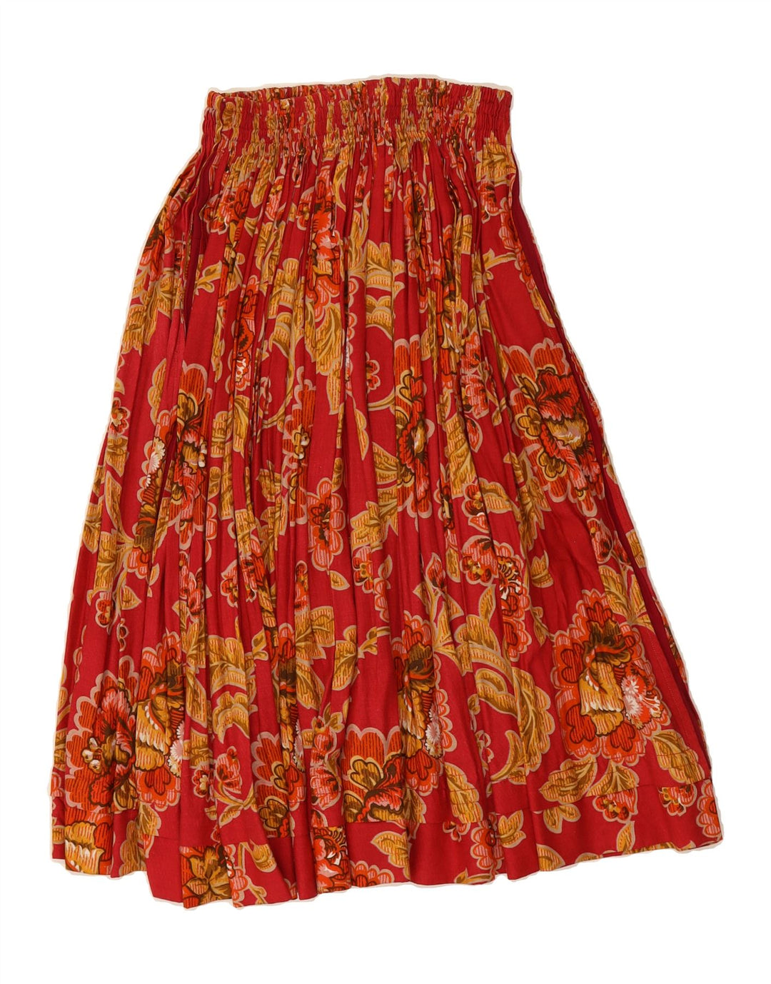 VINTAGE Womens Pleated Skirt W28 Medium  Red Floral Vintage Vintage and Second-Hand Vintage from Messina Hembry 