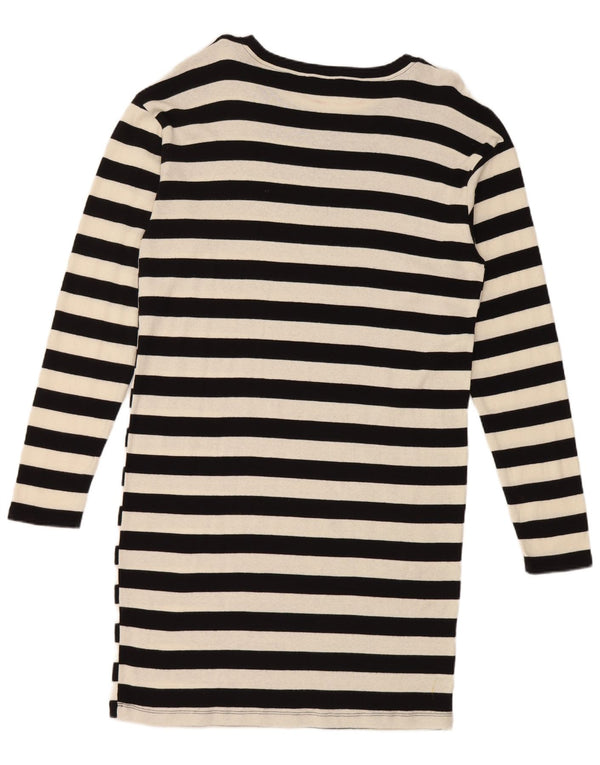 Zara Γυναικείο μακρυμάνικο μπλουζάκι UK 14 μεσαίο μαύρο ριγέ