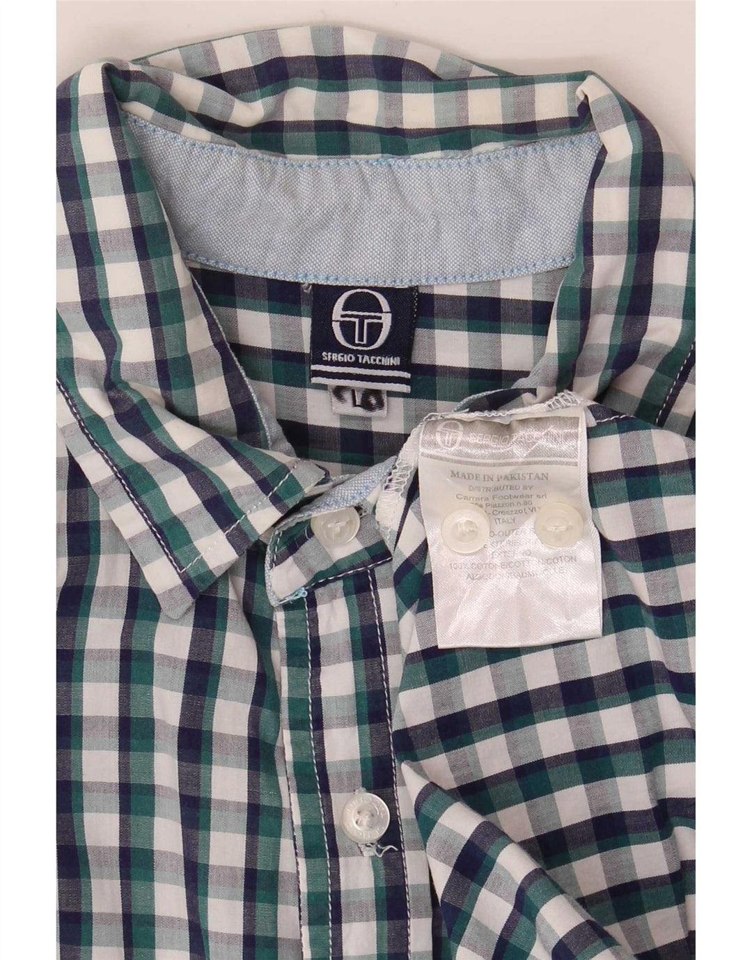 Sergio Tacchini Ανδρικό κοντομάνικο πουκάμισο μεγάλο μπλε βαμβακερό Gingham