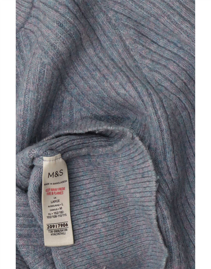 Marks & Spencer Γυναικείο πουλόβερ με λαιμό χελώνα UK 14 μεγάλα μπλε φλύκταινα