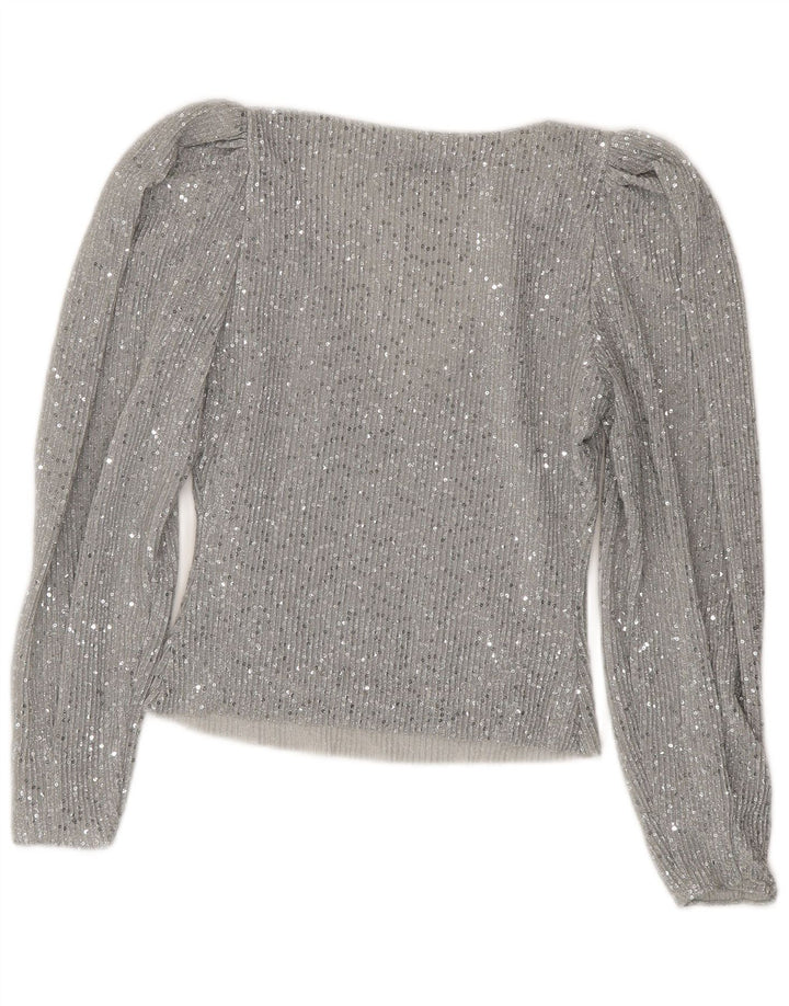 Zara Γυναικείο τοπ μακρυμάνικο UK 10 Small Silver