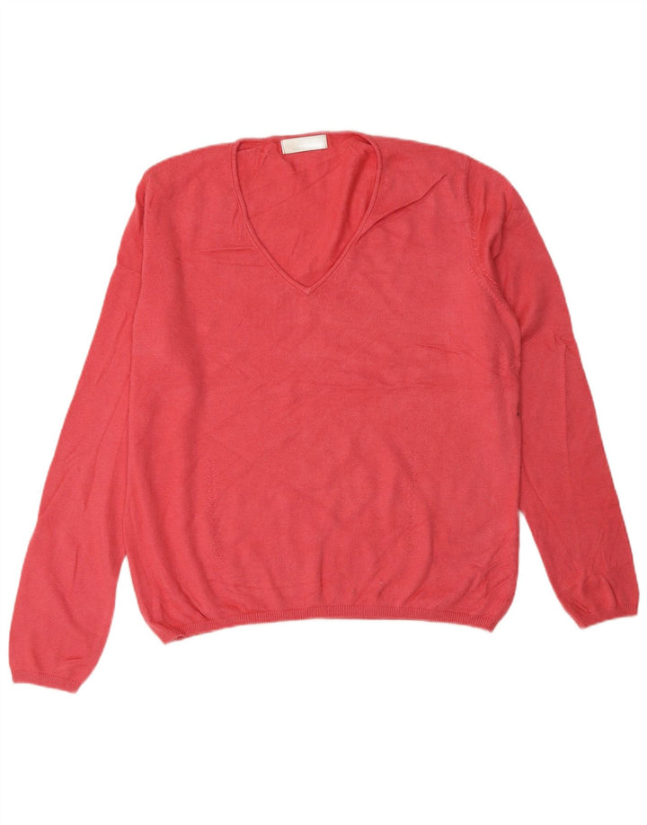 MARKS & SPENCER Γυναικείο πουλόβερ με λαιμόκοψη με V λαιμόκοψη UK 16 μεγάλο ροζ βισκόζη