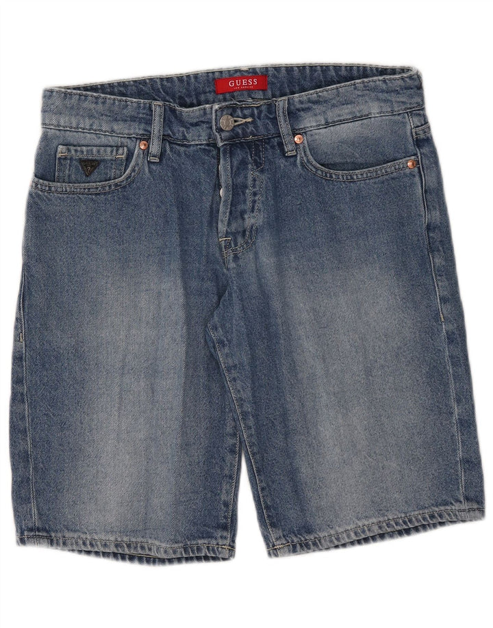 Γυναικείο τζιν σορτς Guess W30 μεσαίο μπλε βαμβακερό