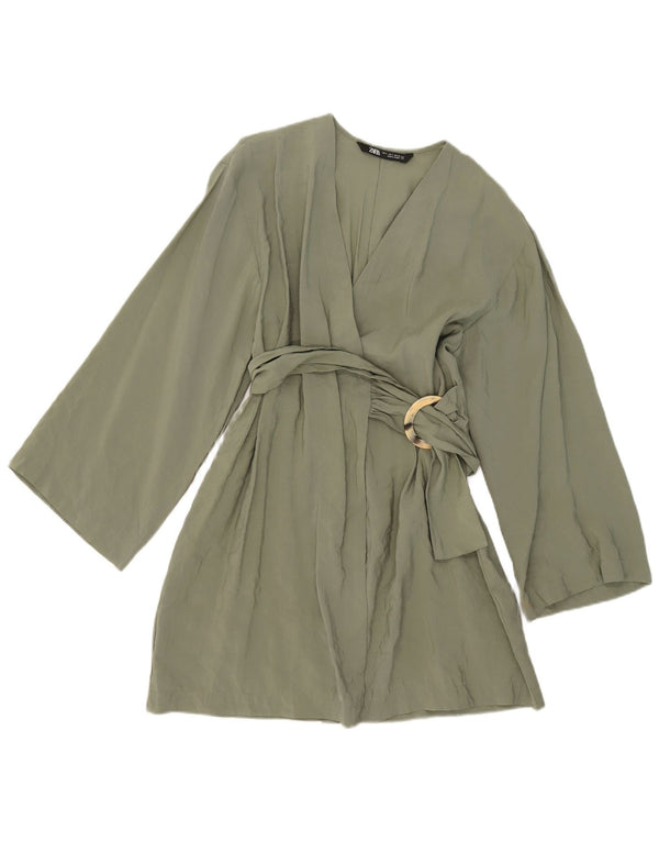 Zara Γυναικείο Wrap Dress UK 10 Small Khaki Modal