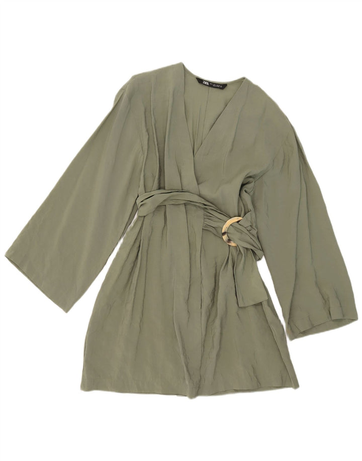 Zara Γυναικείο Wrap Dress UK 10 Small Khaki Modal