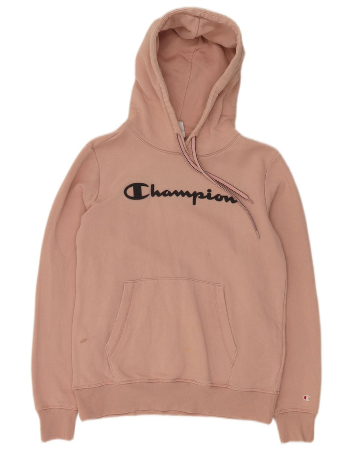 CHAMPION Γυναικείο Γραφικό Hoodie Jumper UK 16 μεγάλο ροζ βαμβακερό