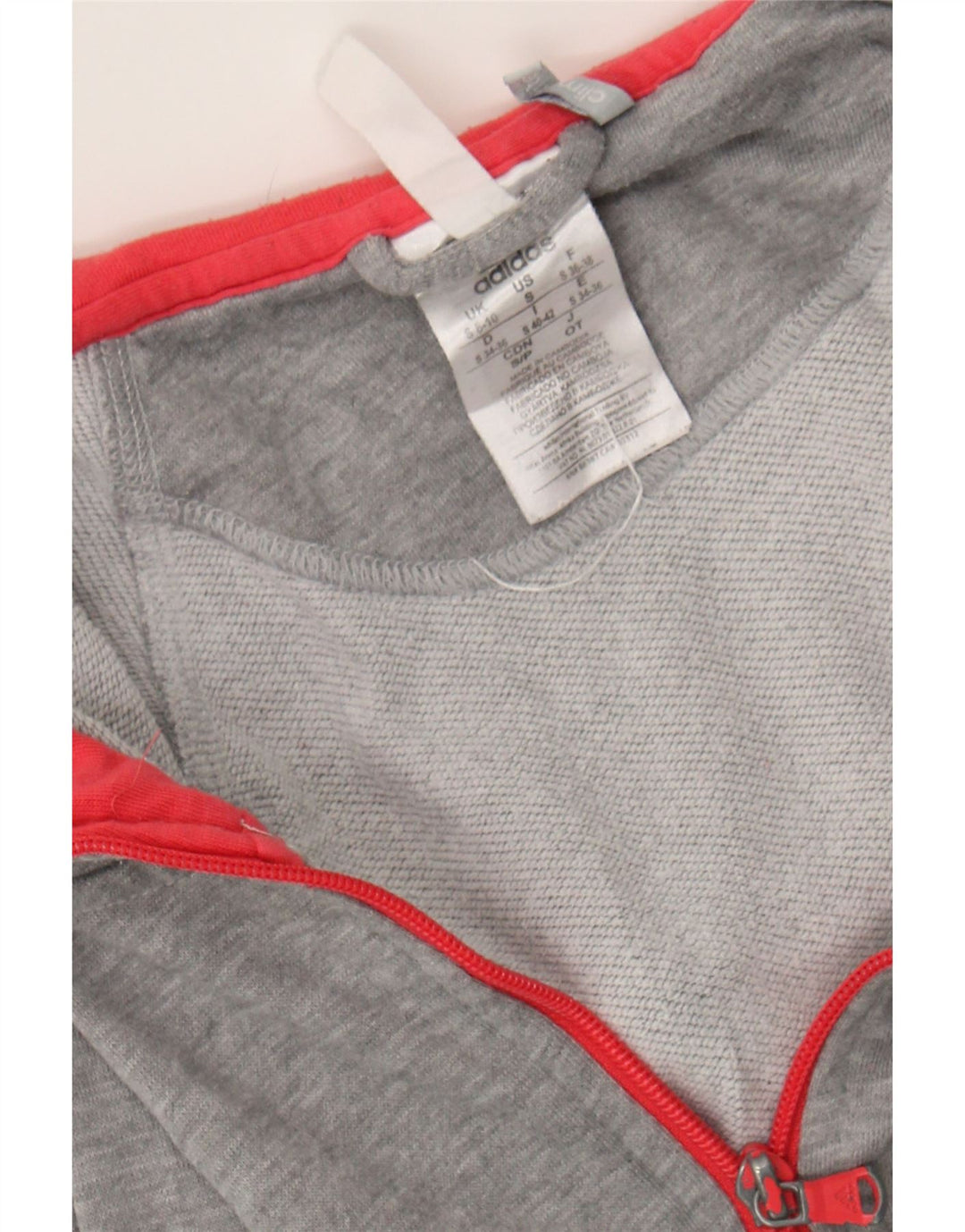 ADIDAS Womens Zip Hoodie Sweater UK 8/10 Small Grey Polyester Vintage Adidas and Second-Hand Adidas from Messina Hembry 