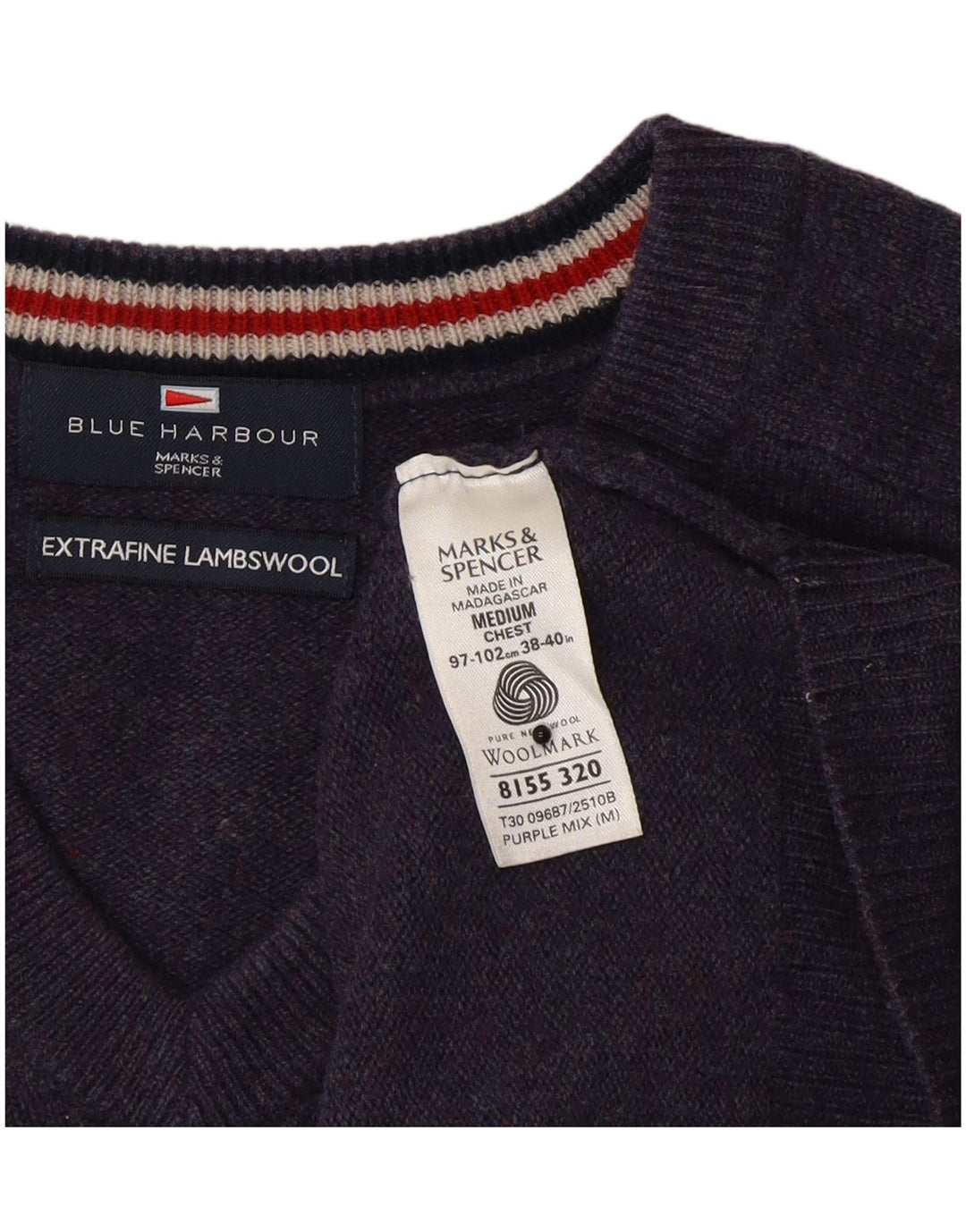 Ανδρικό πουλόβερ Marks & Spencer Blue Harbor με V-Neck Jumper Medium Purple