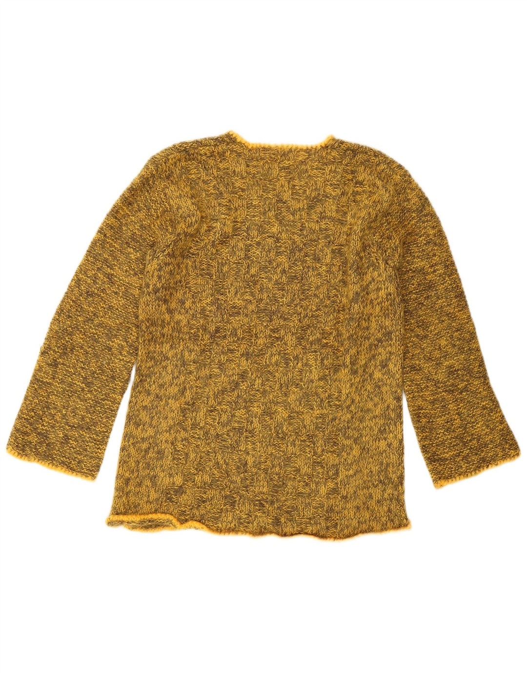 Vintage γυναικείο πουλόβερ με λαιμό σκάφος UK 10 Small Yellow Flecked