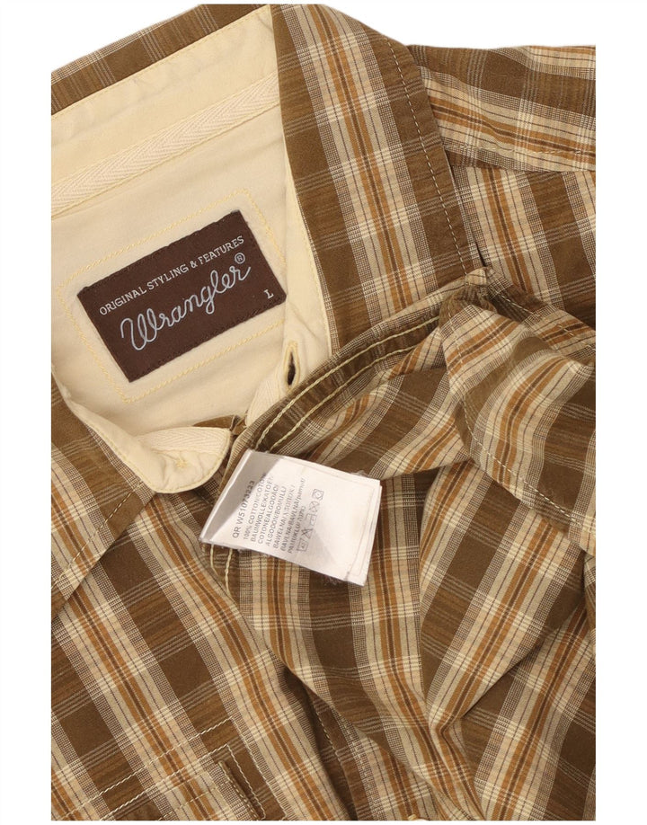 Ανδρικό πουκάμισο Wrangler, καφέ μεγάλο βαμβακερό