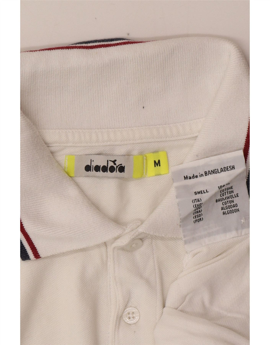Ανδρικό πουκάμισο πόλο DIADORA, μεσαίο λευκό βαμβακερό