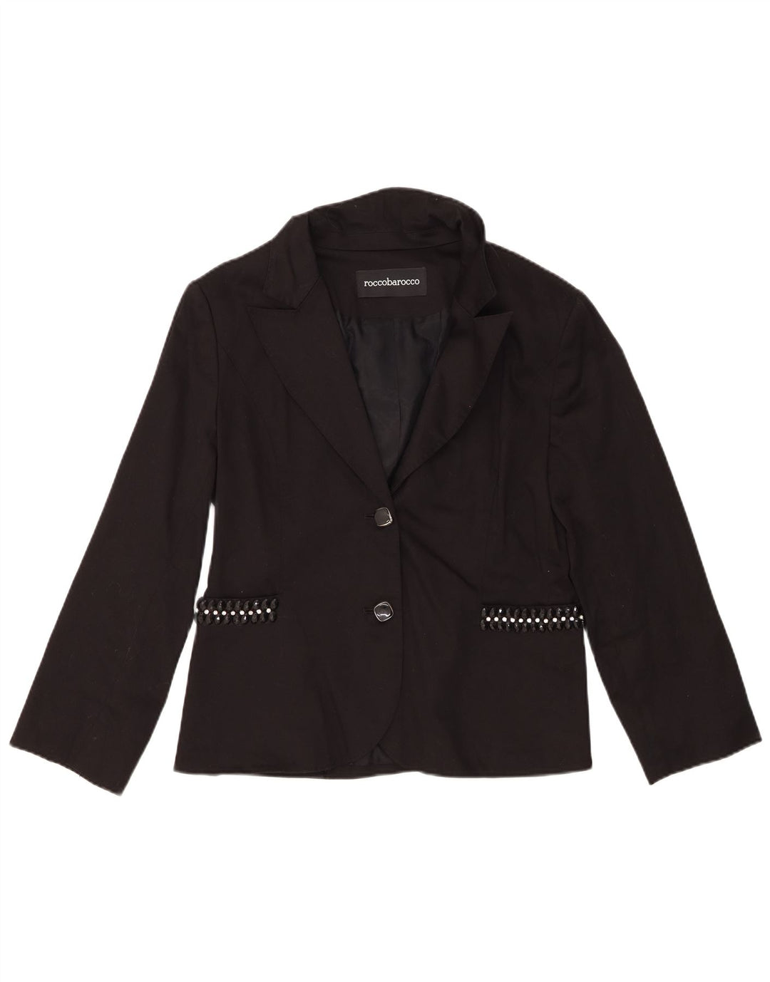 Roccobarocco Γυναικείο Μπουφάν Blazer με 2 Κουμπιά IT 50 XL Μαύρο Βαμβακερό
