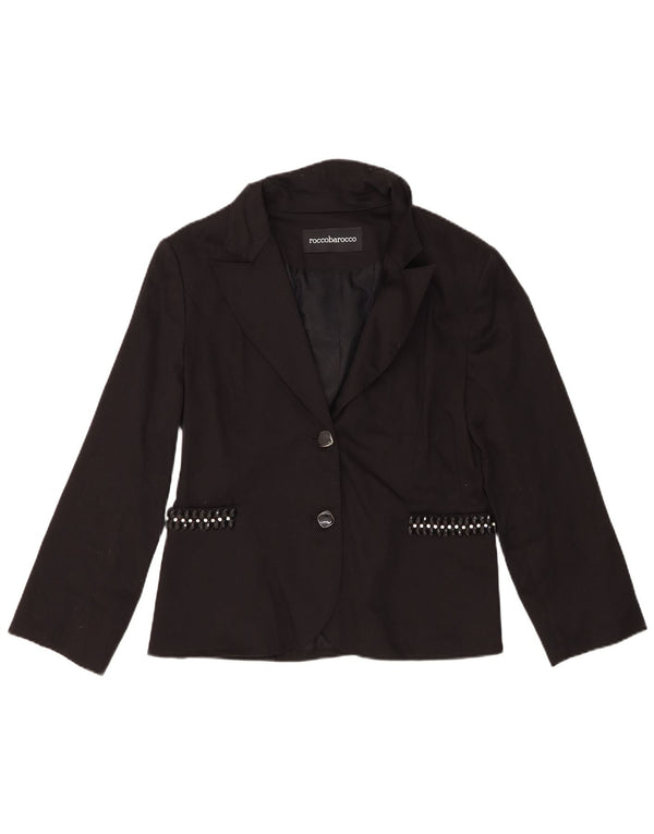 Roccobarocco Γυναικείο Μπουφάν Blazer με 2 Κουμπιά IT 50 XL Μαύρο Βαμβακερό